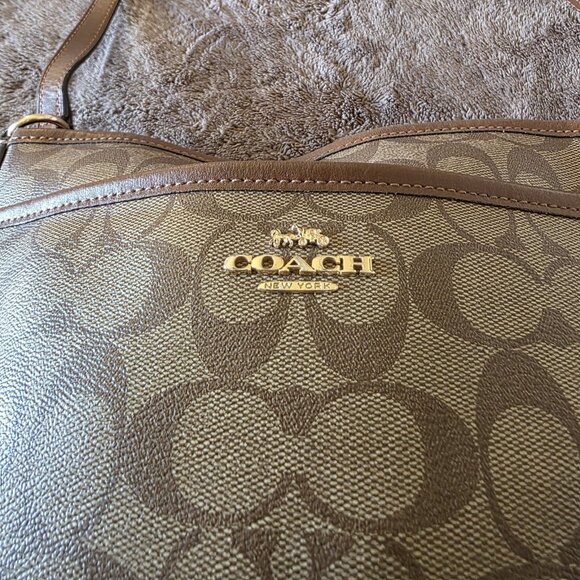 Signature Crossbody & Wristlet Set Brown Khaki Leather Trim - Picture 12 of 16